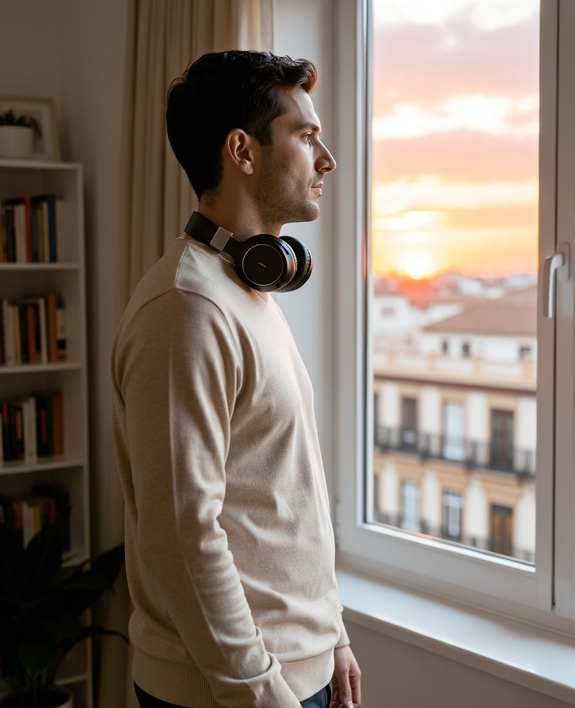 Persona disfrutando de un momento de calma auditiva